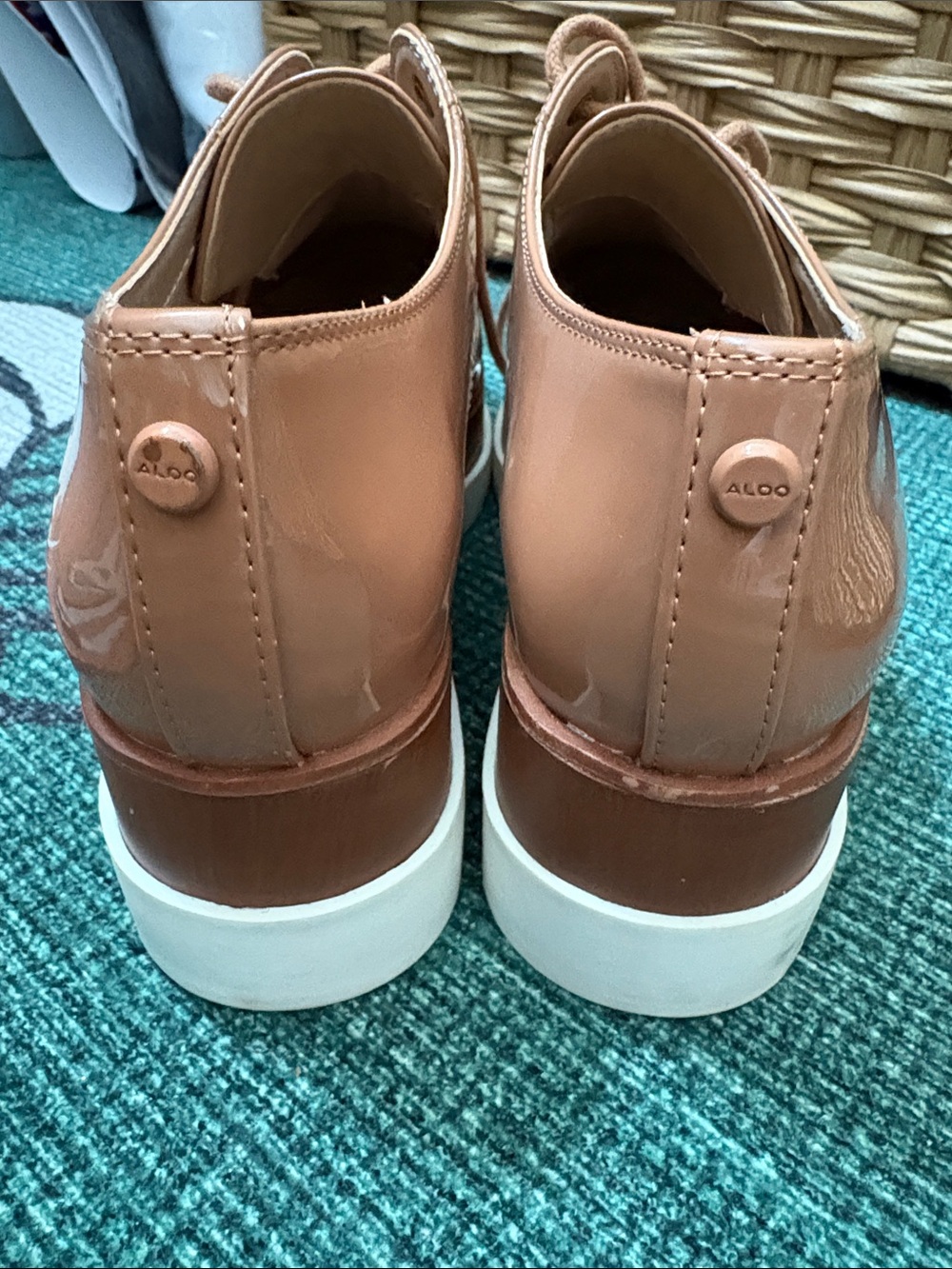 Aldo Nude Patent Platform Lace-Up Oxfords - Picture 2 of 4